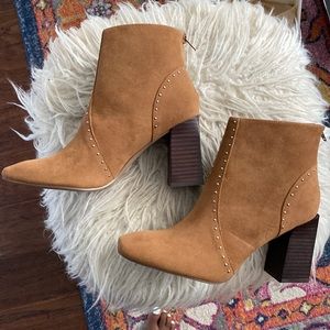 Brown studded suede booties 8.5
